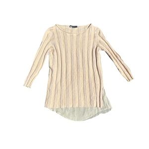 Large Fabiana Filippi Cashmere Cream Striped Long Sleeve Sweater